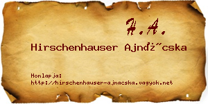 Hirschenhauser Ajnácska névjegykártya